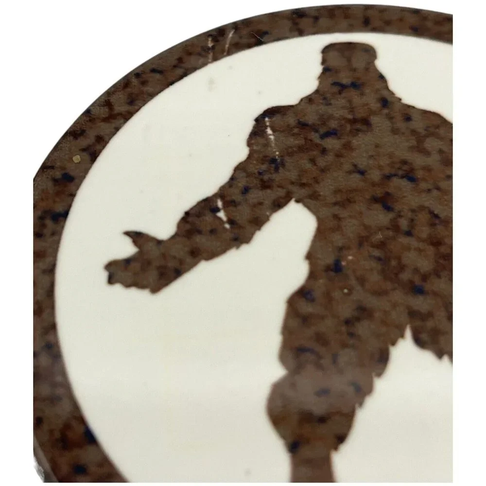 Sasquatch Big Foot Silhouette Marble Pattern Coasters Round Stone Coaster Set